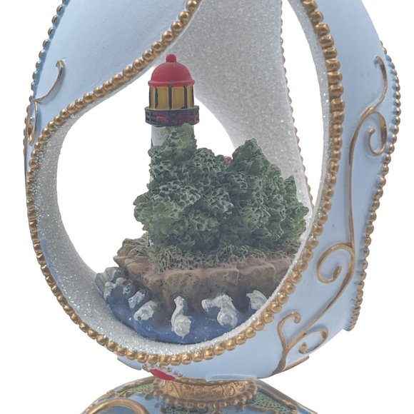 Thomas Kinkaide Lighthouse Carved Egg Figurine Music Box - Picture 4 of 13